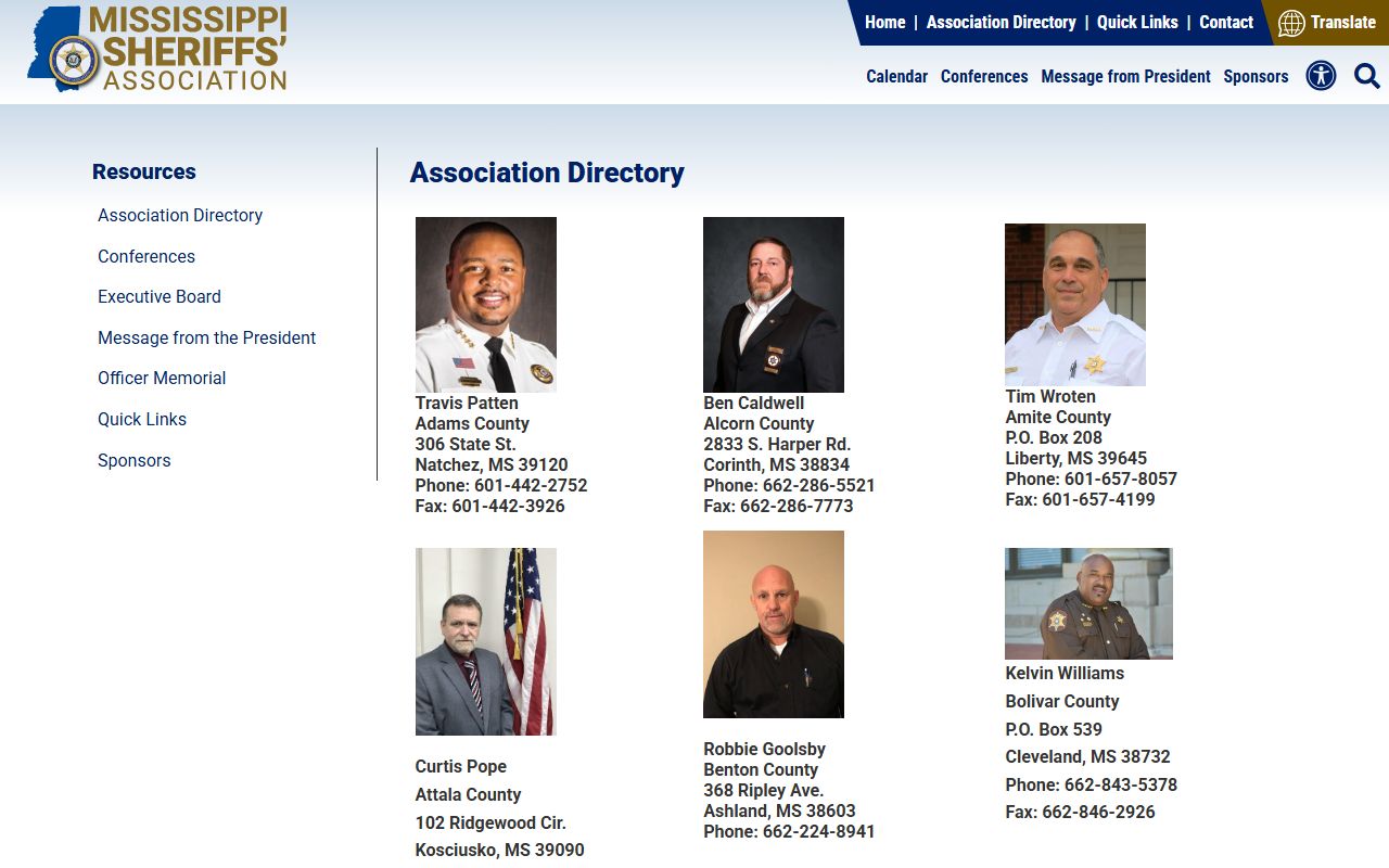 Union County arrest records and the Mississippi Sheriffs directory listing