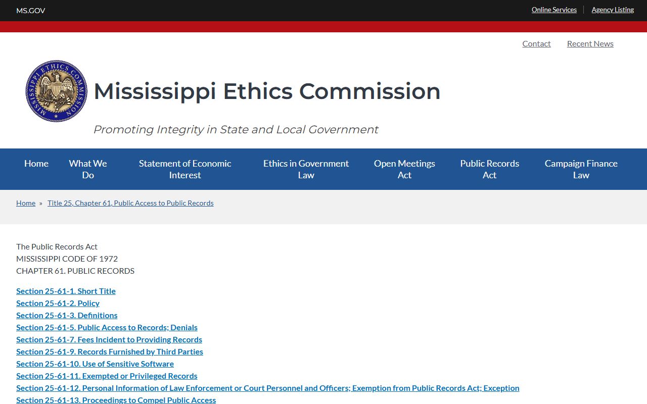 Union County court dockets and the Mississippi Public Records Act page
