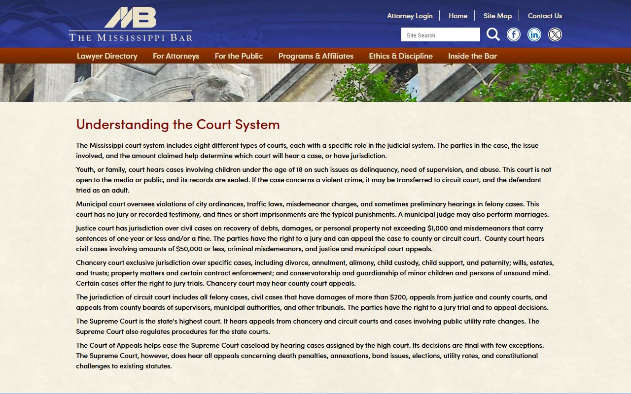 Union County court records access explained through the Mississippi Bar court guide