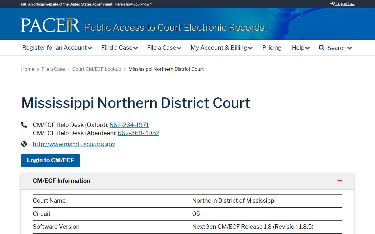 Union County probate records and the PACER court lookup for the Mississippi Northern District