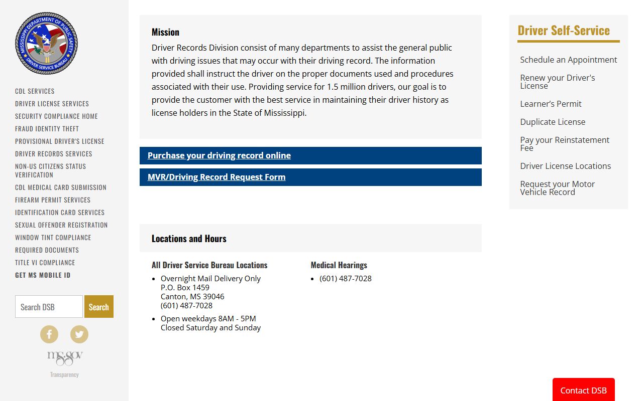 Union County traffic court records and the Mississippi DPS Driver Records Division