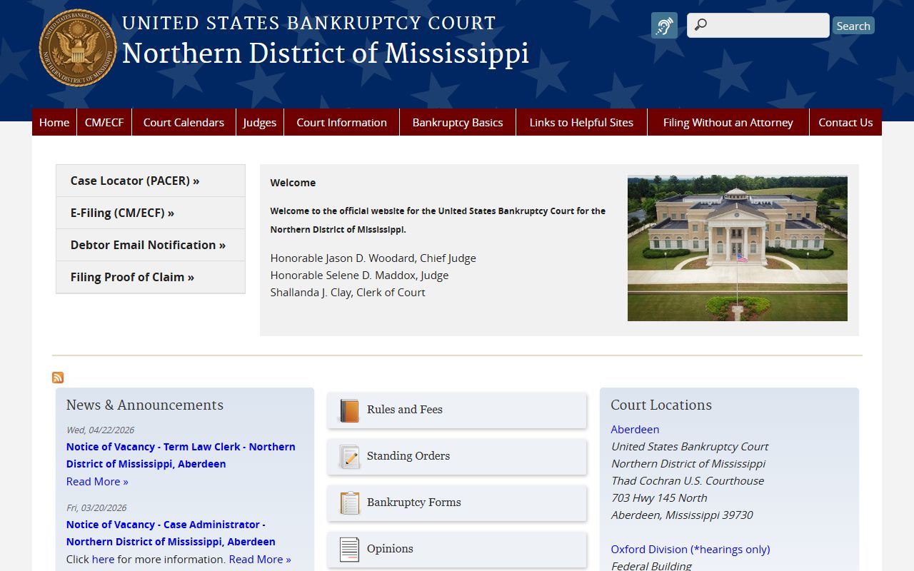 Union County warrant records and the Northern District of Mississippi bankruptcy court